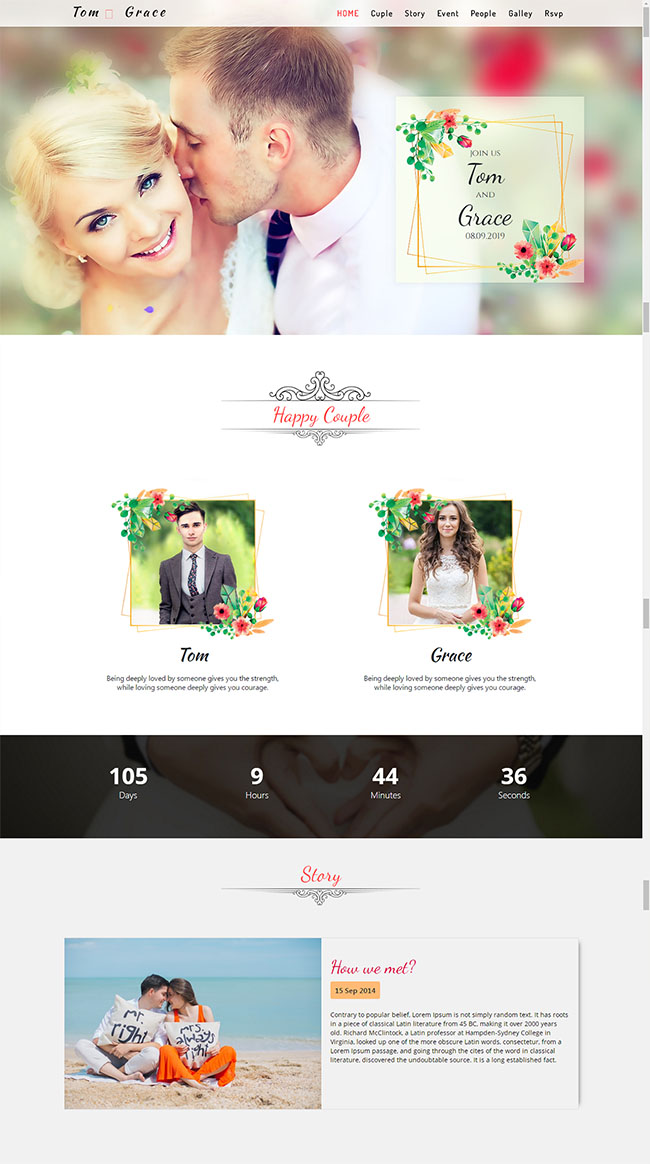 浪漫情侶婚紗攝影HTML5模板