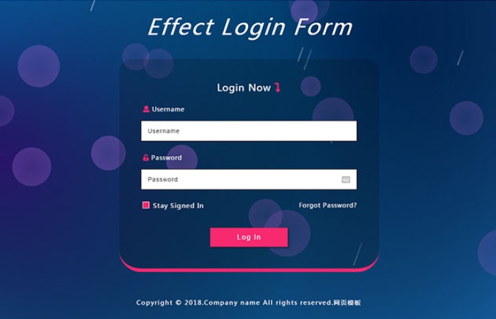 HTML5動(dòng)態(tài)背景登錄頁面模板-Toy模板網(wǎng)編號(hào)3805