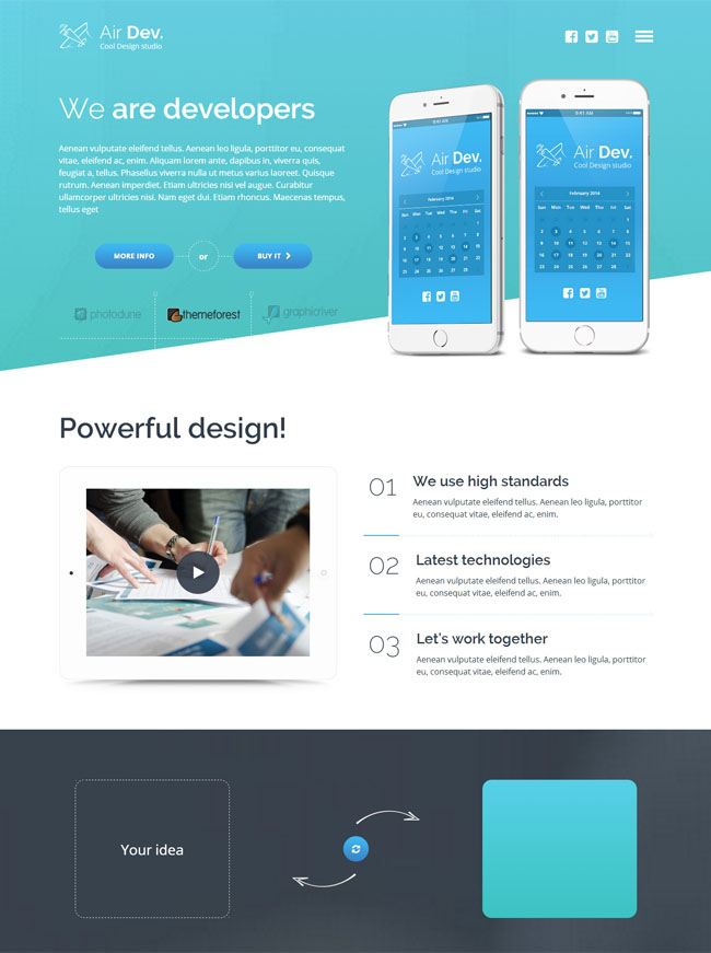 Air Dev單頁布局HTML5模板