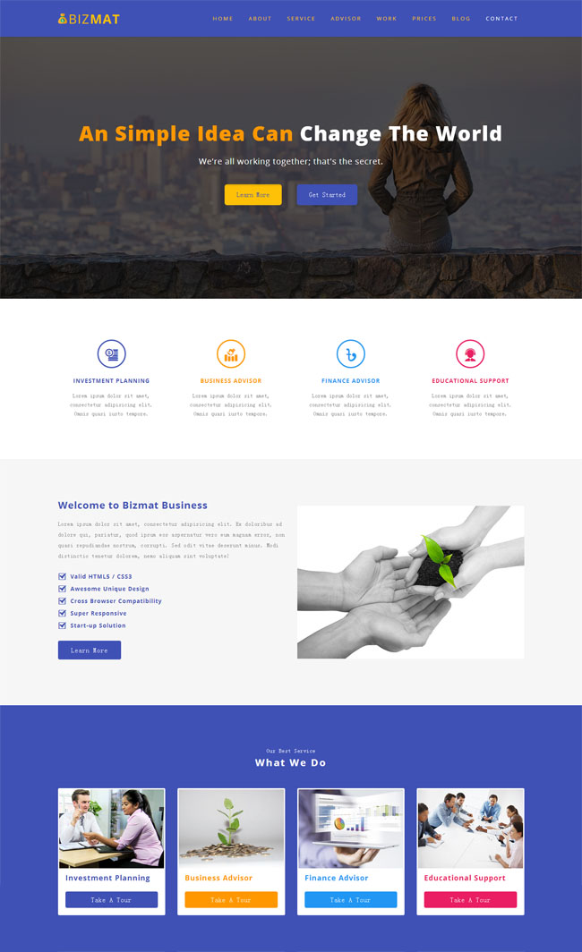 藍色創(chuàng)意廣告公司html5模板