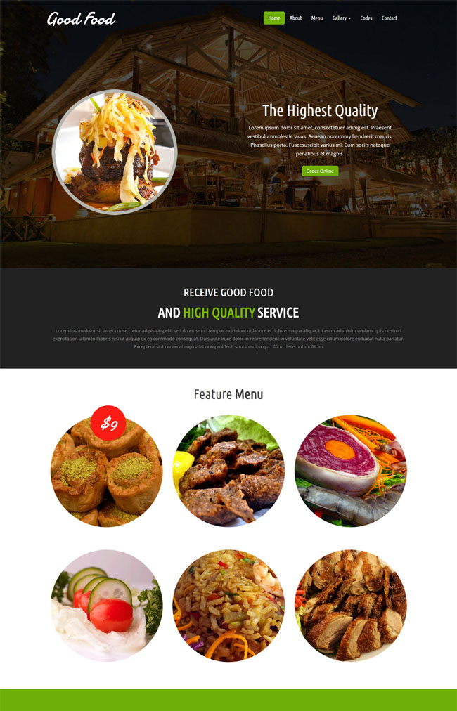 超大氣HTML5美食網(wǎng)站模板