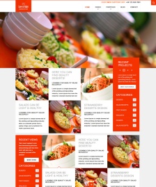 紅色扁平HTML5美食模板