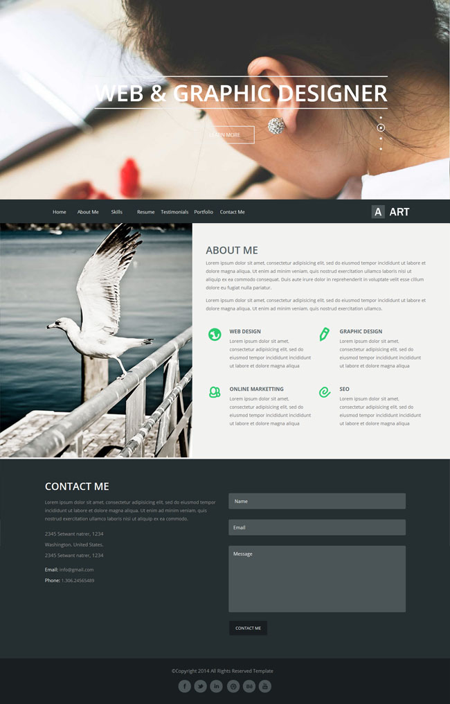 HTML5單頁模版Art