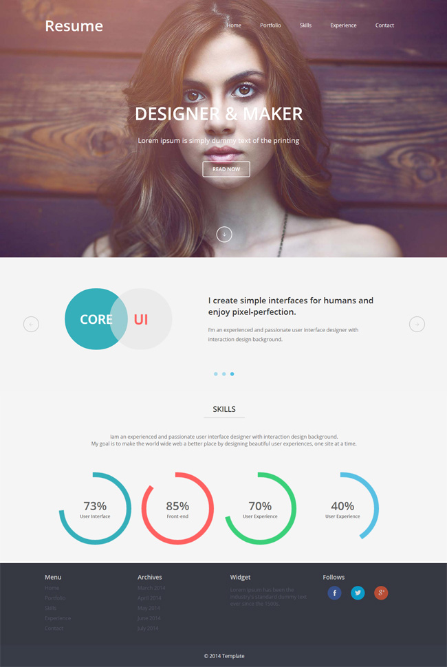 HTML5單頁模版resume