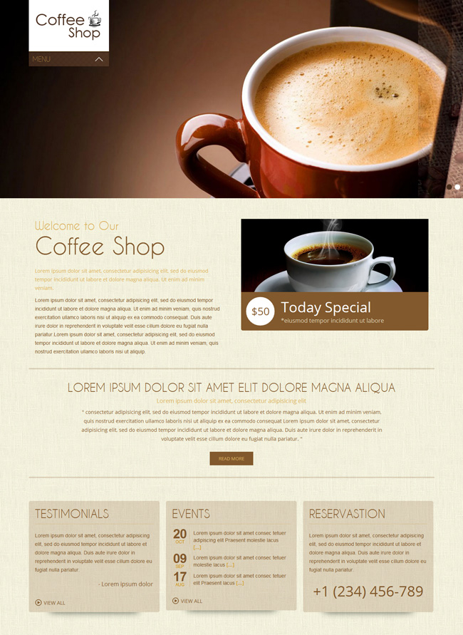 html5咖啡店主題模版