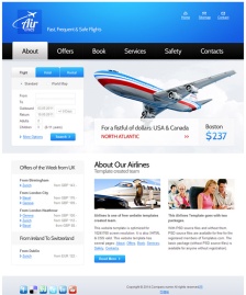 大氣藍(lán)色航空公司html5模板