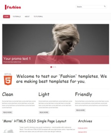 紅灰配色線條HTML5博客模板