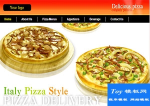 pizza大氣紅色背景單頁(yè)主題網(wǎng)站模板-手機(jī)模板