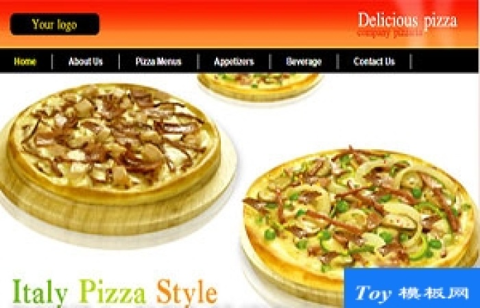 pizza大氣紅色背景單頁(yè)主題網(wǎng)站模板-Toy模板網(wǎng)編號(hào)17549