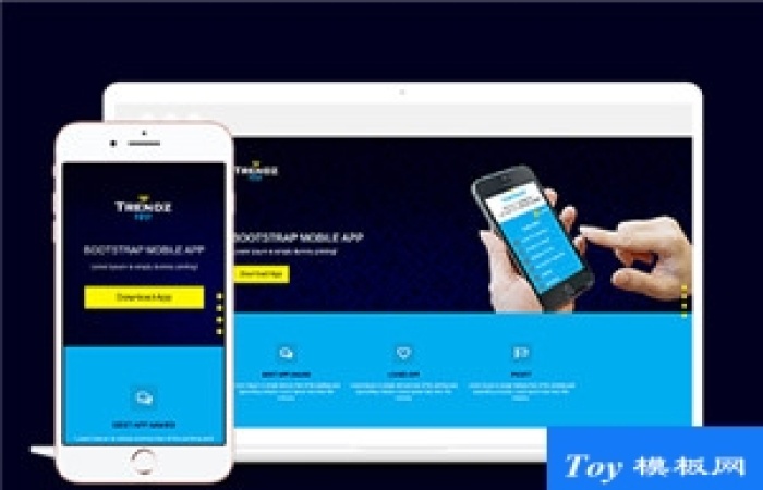 Trendz藍(lán)色UI移動(dòng)應(yīng)用APP商城bootstarp主題模板-Toy模板網(wǎng)編號(hào)17179