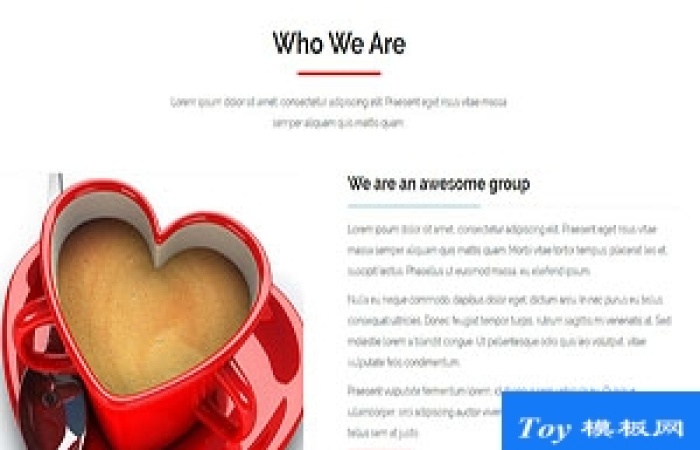 Heart Cup精美簡約意式咖啡廳網站引導首頁模板-Toy模板網編號17180