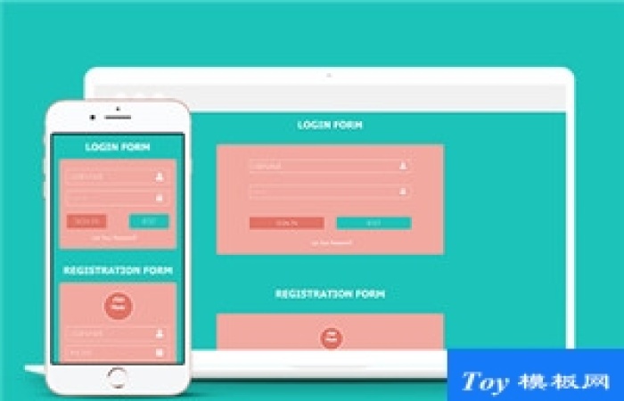 Login From簡(jiǎn)約雙色報(bào)名登錄表格平面設(shè)計(jì)模板-Toy模板網(wǎng)編號(hào)17699