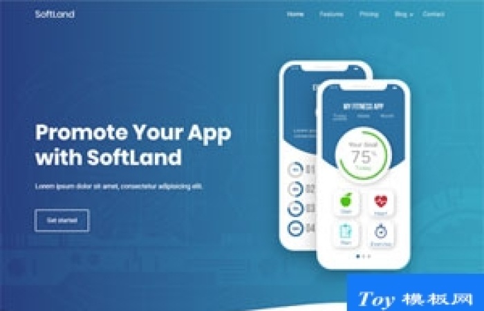 藍色APP應用開發(fā)公司CSS3動畫模板-Toy模板網編號17859