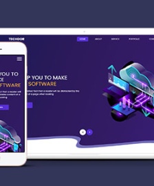 紫色網(wǎng)頁軟件制作公司HTML5模板