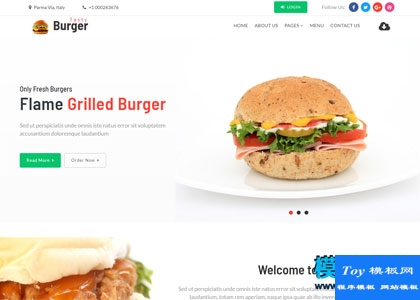漢堡炸雞翅快餐加盟店網(wǎng)站模板-HTML5模板