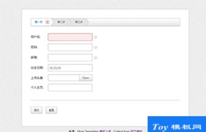 html5用戶分步注冊page模板-Toy模板網(wǎng)編號19539