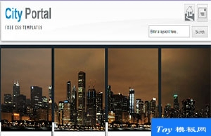 city portal白色頁眉淺灰色3列單頁應(yīng)用網(wǎng)站模板-Toy模板網(wǎng)編號17443