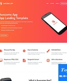 大氣Awesome App 引導頁創(chuàng)業(yè)公司模板