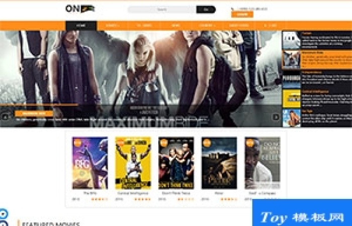 橙色漂亮Movie電影門(mén)戶網(wǎng)站模板-Toy模板網(wǎng)編號(hào)19561