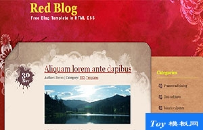 red blog紅色博客主題多頁多級注釋雙列布局網站模板-Toy模板網編號17583