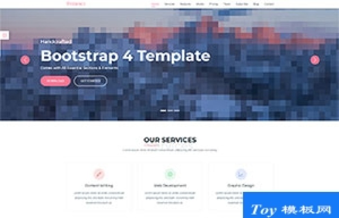 漂亮大圖幻燈粉紅色bootstrap4引導(dǎo)頁模板-Toy模板網(wǎng)編號17923
