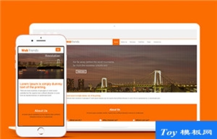 Trends橙色ui響應(yīng)式多用途單頁web網(wǎng)站模板-Toy模板網(wǎng)編號(hào)17165