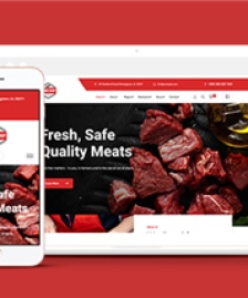 紅色響應(yīng)式肉制品銷售電子商務(wù)網(wǎng)站html模板-HTML5模板