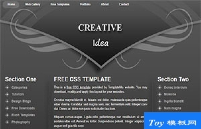 creative idea灰色或黑色三列web網(wǎng)站模板-Toy模板網(wǎng)編號(hào)17486