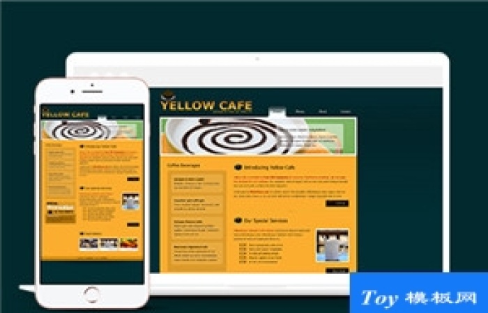 yellow cafe黃色主題標(biāo)準(zhǔn)單頁(yè)布局網(wǎng)站模板-Toy模板網(wǎng)編號(hào)17585