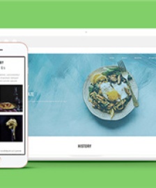天藍色精美意大利面美食網(wǎng)站模板-HTML5模板
