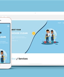 淡藍(lán)色卡通風(fēng)格家政保潔服務(wù)公司靜態(tài)模板-HTML5模板