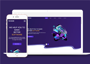 紫色卡通風(fēng)格自適應(yīng)軟件定制公司HTML模板-HTML5模板