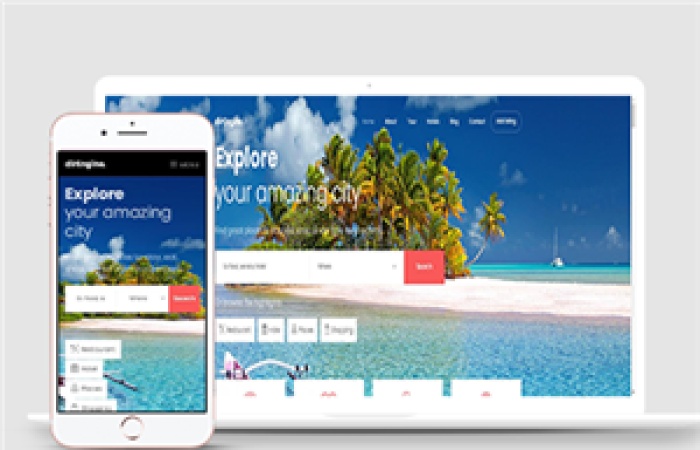 旅行度假海景綠樹清爽HTML5響應(yīng)式網(wǎng)站模板-Toy模板網(wǎng)編號15008