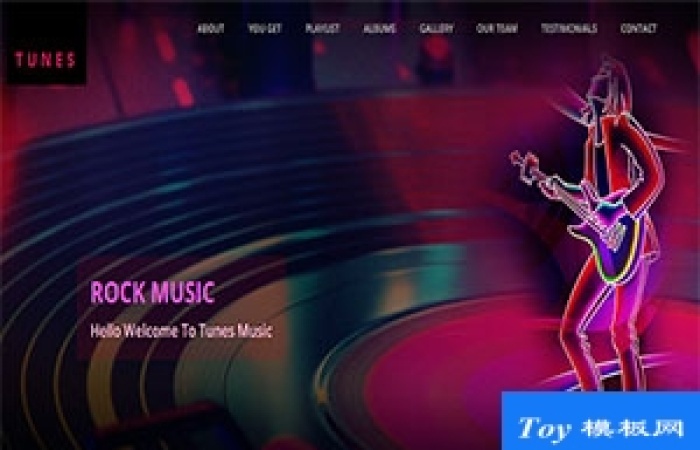 tunes music搖滾音樂黑色酷炫響應(yīng)式web網(wǎng)站模板-Toy模板網(wǎng)編號17247