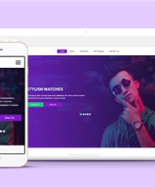 紫色大氣時(shí)尚男士手表銷售商城網(wǎng)站模板-HTML5模板