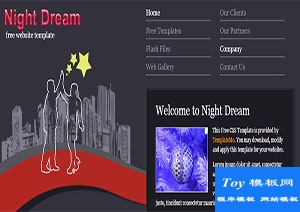 night dream黑紫色小型網(wǎng)站雙列一頁(yè)布局網(wǎng)站模板-手機(jī)模板