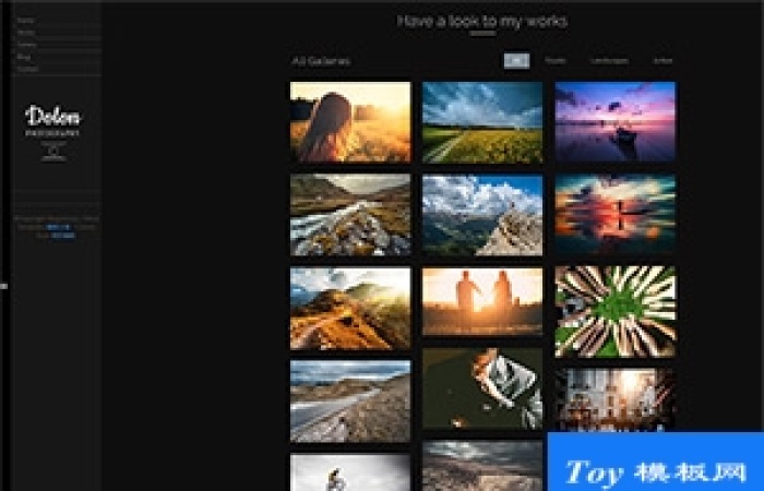 Photograph黑色攝影圖庫展html5模板-Toy模板網(wǎng)編號18650