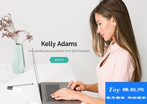 Kelly Adams潔白高端寬屏個人畫家主題專業(yè)模板-HTML5模板