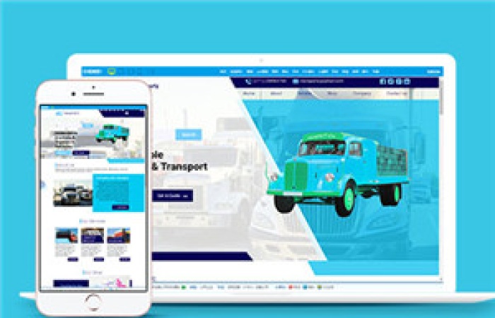 藍(lán)色大卡車(chē)運(yùn)輸公司網(wǎng)站多頁(yè)面HTML5模板-Toy模板網(wǎng)編號(hào)14935