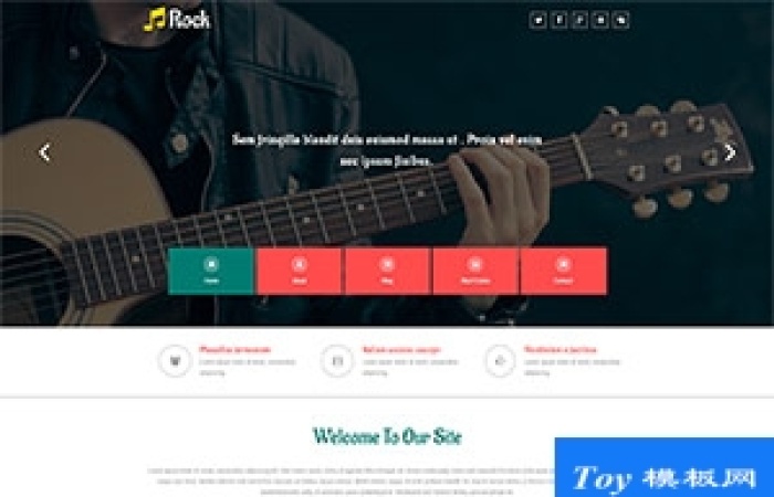 Rock搖滾樂團演唱會響應(yīng)式網(wǎng)站模板-Toy模板網(wǎng)編號19033