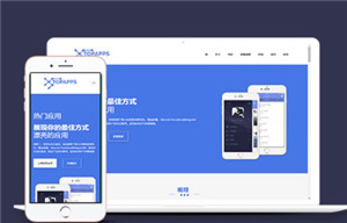 藍(lán)色APP企業(yè)制作多頁(yè)面HTML網(wǎng)站模板-Toy模板網(wǎng)編號(hào)15098