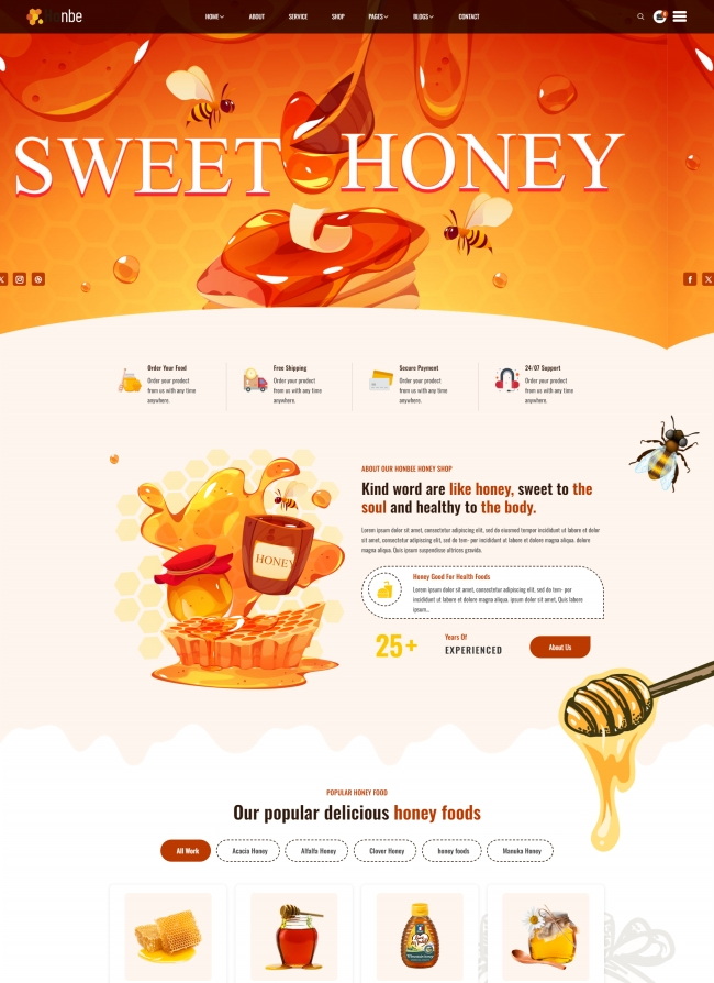 美味蜂蜜食品公司HTML5網(wǎng)站模板-公司企業(yè)