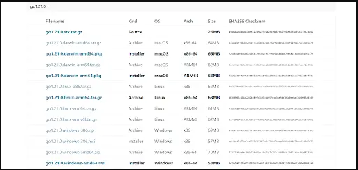 下載最新版本的 Go 的 Windows 安裝程序