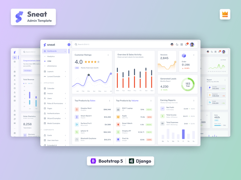 Sneat Django 管理儀表板模板