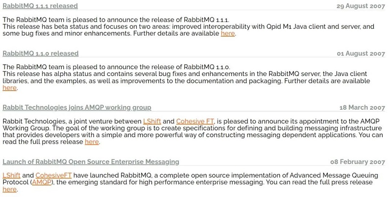 RabbitMQ 使用歷史