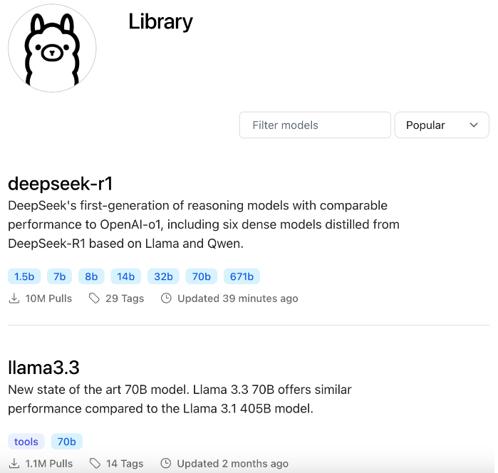 Ollama支持多種流行的大型語言模型